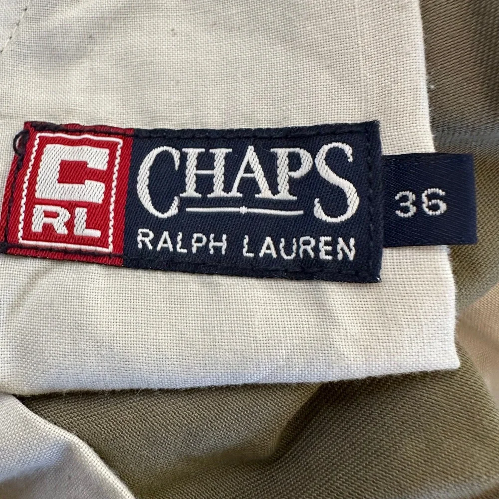 NWT Chaps Ralph Lauren Mens 36 Olive Green Pleated Cargo Shorts Cotton 61160